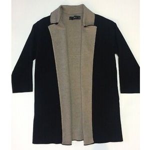 ZARA Black & Tan Full Length Knit Cardigan Sweater